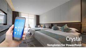  Presentation with bed hotel - Cool new presentation design with smart home in hotel bed backdrop and a gray colored foreground