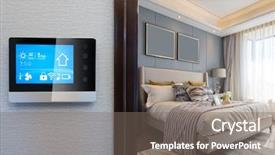  Presentation with smart home automation system - Beautiful presentation theme featuring smart home system on intelligence backdrop and a gray colored foreground