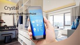  Presentation with mobile home - Slides enhanced with smart home system on mobile background and a soft green colored foreground