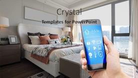  Presentation with smart home - Theme consisting of smart home system on mobile phone with background of modern background and a light gray colored foreground