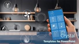  Presentation with augmented reality - PPT theme consisting of smart-home-technology-interface background and a ocean colored foreground