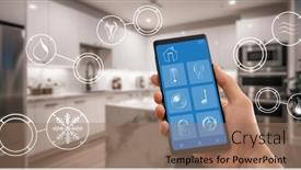  Presentation with smart objects - PPT theme having smart-home-technology-interface background and a  colored foreground