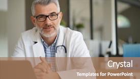  Presentation with clinic - Cool new presentation design with smart hospital - portrait of confident doctor backdrop and a coral colored foreground