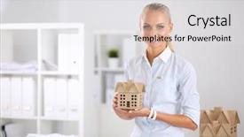  Presentation with architect - Amazing slide deck having smart house - portrait of female architect backdrop and a  colored foreground