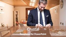  Presentation with mobile home - Audience pleasing theme consisting of smart house - young businessman using his mobile backdrop and a coral colored foreground