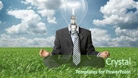  Presentation with lotus - Colorful PPT layouts enhanced with smart idea - businessman in lotus pose backdrop and a tawny brown colored foreground