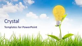  Presentation with light bulb idea invention presenter - Theme consisting of smart idea - eco concept -light bulb grow background and a sky blue colored foreground