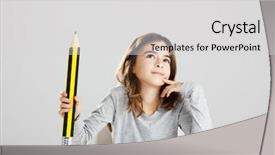  Presentation with desk - PPT layouts consisting of smart kid - beautiful little girl background and a light gray colored foreground
