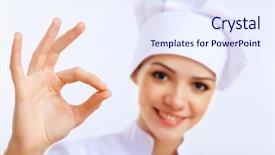  Presentation with food red - Colorful slides enhanced with smart life - young cook preparing food wearing backdrop and a sky blue colored foreground