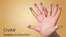  Presentation with fingers - Amazing presentation having smart looking fingers smiling backdrop and a coral colored foreground