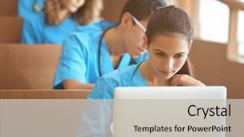  Presentation with medical students - Theme having smart medical students at lecture background and a light gray colored foreground