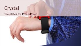  Presentation with female sport - Audience pleasing slides consisting of smart meter - red sport watch on female backdrop and a lemonade colored foreground