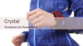  Presentation with female sport - Theme having smart meter - red sport watch on female background and a lemonade colored foreground