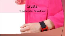  Presentation with female sport - Presentation theme with smart meter - red sport watch on female background and a coral colored foreground