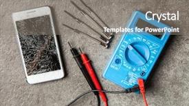  Presentation with wide screen medical - Cool new presentation design with smart meter - smartphone with broken screen backdrop and a gray colored foreground