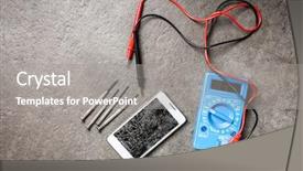  Presentation with green radar screen - Presentation consisting of smart meter - smartphone with broken screen background and a  colored foreground