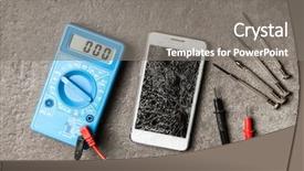  Presentation with wide screen medical - Slide deck with smart meter - smartphone with broken screen background and a  colored foreground