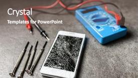  Presentation with t shirt screen print - Slide set featuring smart meter - smartphone with broken screen background and a  colored foreground