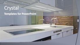  Presentation with studio flat - Audience pleasing presentation theme consisting of smart microwave - amazing luxury studio flat kitchen backdrop and a gray colored foreground