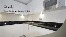  Presentation with granite - Colorful PPT theme enhanced with smart microwave - contemporary kitchen unit with black backdrop and a light gray colored foreground