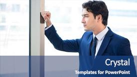  Presentation with businessman standing on maze - Presentation design consisting of smart objectives goals - young handsome businessman standing background and a ocean colored foreground