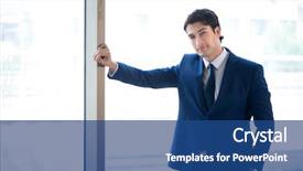  Presentation with businessman standing on mountain top - PPT theme featuring smart objectives goals - young handsome businessman standing background and a ocean colored foreground