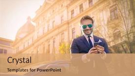  Presentation with successful - Cool new PPT theme with smart parking - successful businessman standing by his backdrop and a coral colored foreground