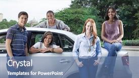  Presentation with teenagers - Theme featuring smart parking - teenagers with car background and a  colored foreground