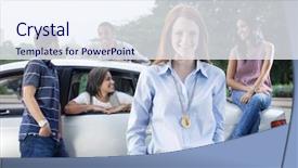  Presentation with car parking - Theme with smart parking - teenagers with car background and a  colored foreground