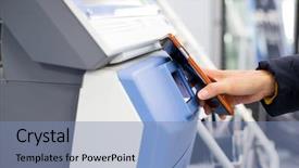  Presentation with scanning - PPT theme enhanced with smart parking - woman using smartphone for scanning background and a teal colored foreground