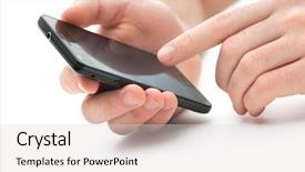  Presentation with modern - Colorful PPT theme enhanced with smart phone - hand touching screen on modern backdrop and a light gray colored foreground