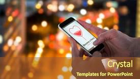  Presentation with retail smart phone shopping - Audience pleasing PPT layouts consisting of smart phone against glowing road backdrop and a tawny brown colored foreground