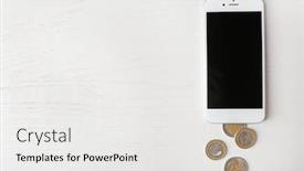  Presentation with smart light - Amazing PPT theme having smart-phone-and-euro-coins backdrop and a white colored foreground