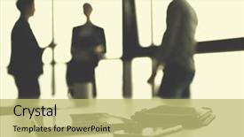  Presentation with phone meeting - PPT layouts enhanced with close up of smart phone and tablet computer at office meeting room business people group interacting in background background and a yellow colored foreground