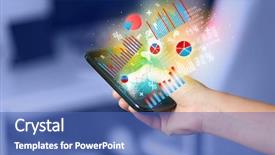  Presentation with abstract chart business - Audience pleasing presentation theme consisting of smart phone application bank - business man holding smartphone backdrop and a teal colored foreground