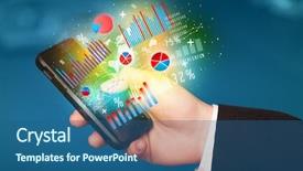  Presentation with man holding phone - Theme featuring smart phone application bank - business man holding smartphone background and a ocean colored foreground