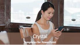  Presentation with retail smart phone - Amazing theme having smart phone for searching something backdrop and a coral colored foreground