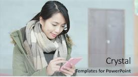  Presentation with smart - Theme consisting of smart phone in university campus background and a  colored foreground