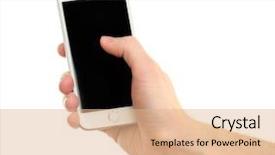  Presentation with retail smart phone shopping - Audience pleasing PPT theme consisting of smart phone isolated on white backdrop and a coral colored foreground