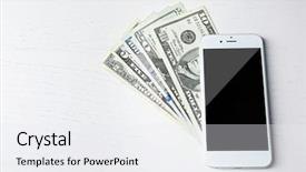  Presentation with smart light - Slides having smart phone on dollar banknotes over light table internet earning concept background and a white colored foreground