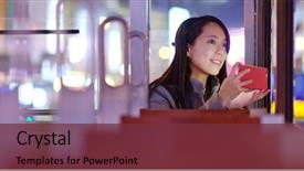  Presentation with tram - Theme consisting of smart phone on tram background and a tawny brown colored foreground