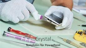  Presentation with repair - Theme with disassembled - smart phone repair repairman disassembling background and a soft green colored foreground