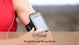  Presentation with smart phone apps - Audience pleasing presentation design consisting of smart phone running music closeup backdrop and a coral colored foreground