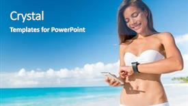  Presentation with smartphone app - Audience pleasing slides consisting of smart phone syncing watch data backdrop and a teal colored foreground