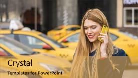  Presentation with taxi - Beautiful presentation featuring smart phone walking in blue backdrop and a  colored foreground