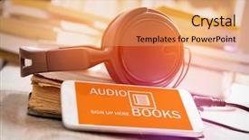  Presentation with audio - Colorful presentation enhanced with smart phone with audio books backdrop and a coral colored foreground