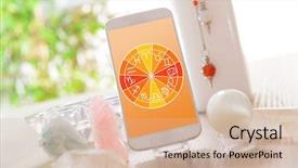  Presentation with astrology - Presentation with smart phone with crystal background and a soft green colored foreground