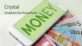  Presentation with smart light - Cool new slide deck with smart-phone-with-euro-banknotes backdrop and a mint green colored foreground