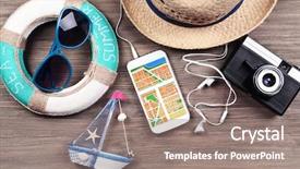  Presentation with gps - Theme having smart phone with map gps background and a gray colored foreground
