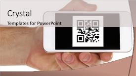  Presentation with smart - PPT theme having smart phone with qr code background and a light gray colored foreground